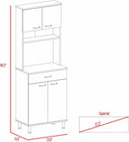 66" H Kitchen Pantry Cabinet Storage,4-Door Wooden Cupboard Credenza Bufffet Cabinet Freestanding Kitchen Hutch with Wine Coffee Bar Microwave Stand,White