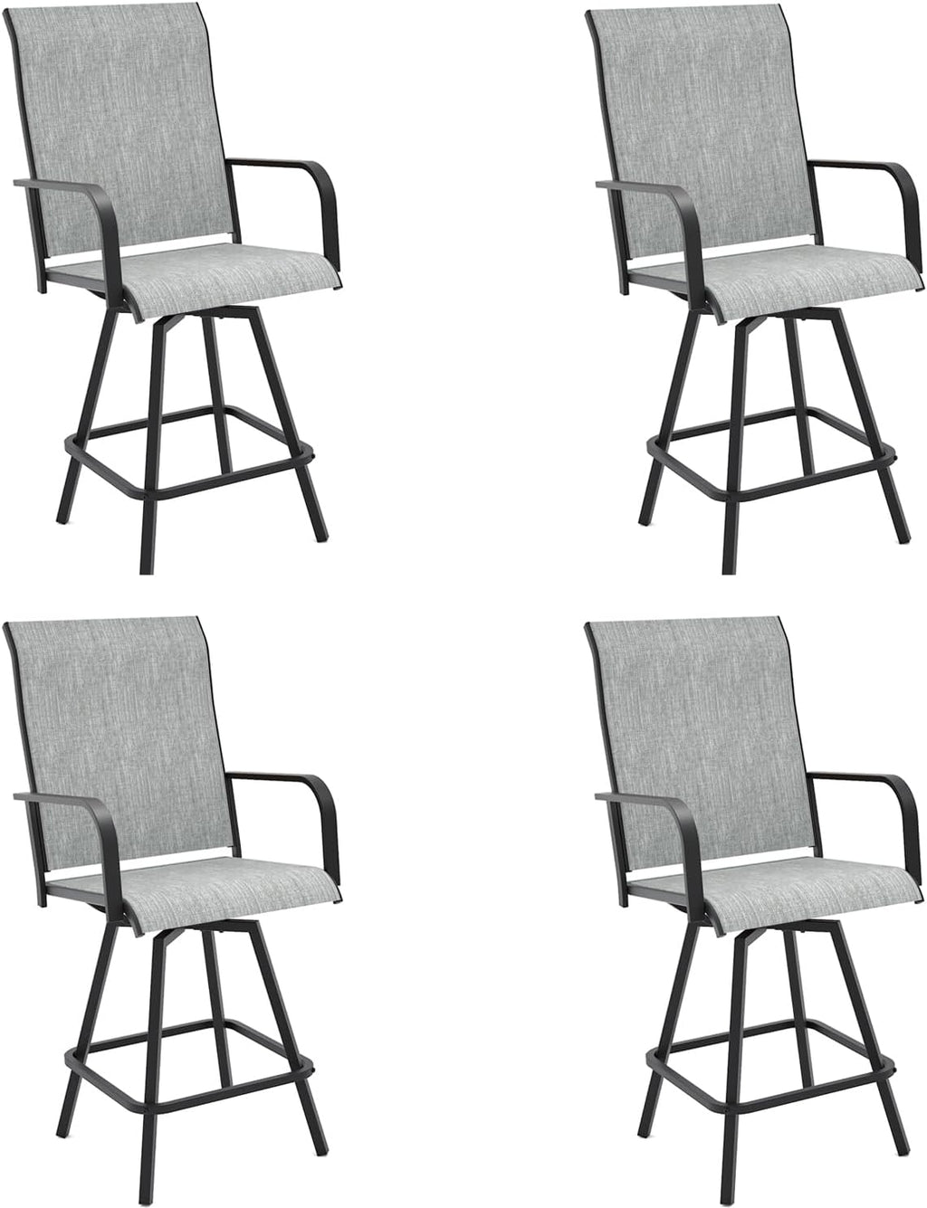 Anmutig Gray Outdoor Counter Bar Stools Set of 4,Swivel Patio Bar Chair All Weather