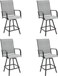 Anmutig Gray Outdoor Counter Bar Stools Set of 4,Swivel Patio Bar Chair All Weather