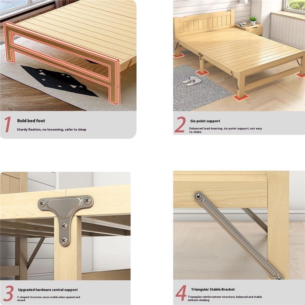 Camping Bed Temporary Household Folding Bed, Office Nap Hard Board Folding Bed(XL)
