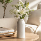 hjn 12 Inch White Ceramic Vase for Flowers, Matte Tall Modern Vase for Decor Minimalist Flower Vase for Home Decor Living Room Tabletop Centerpiece