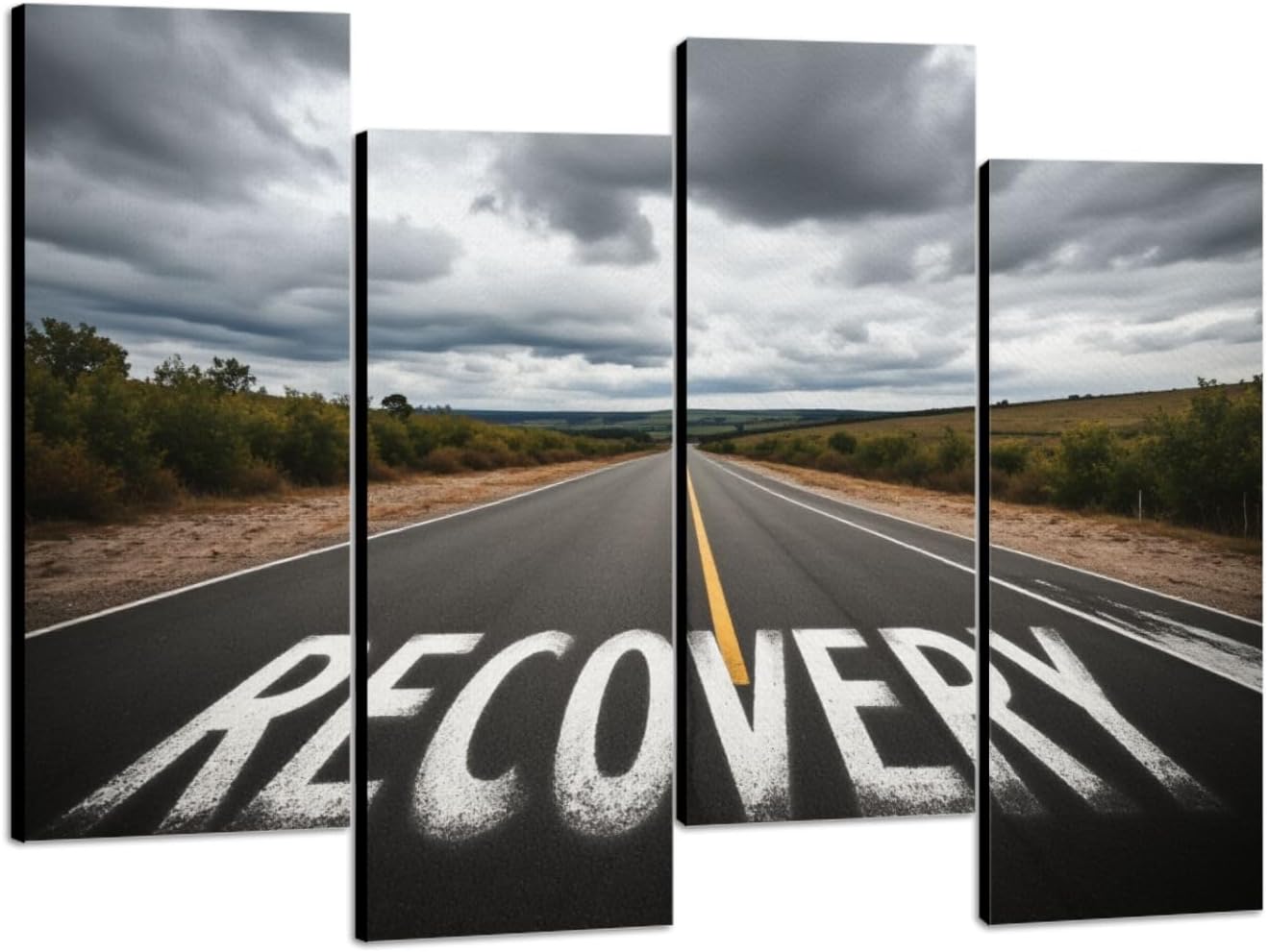 4 Pcs Canvas Wall Art Recovery sign Photo Prints Realism Stretched and Framed Artworks Modern Wall Decor for Living Room Bedroom Office
