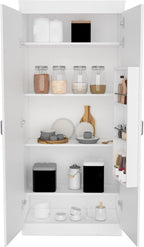 Pantry Double Door Cabinet, Storage Locker with Five Shelves,Three Interior Door Shelves,for Kitchen Home