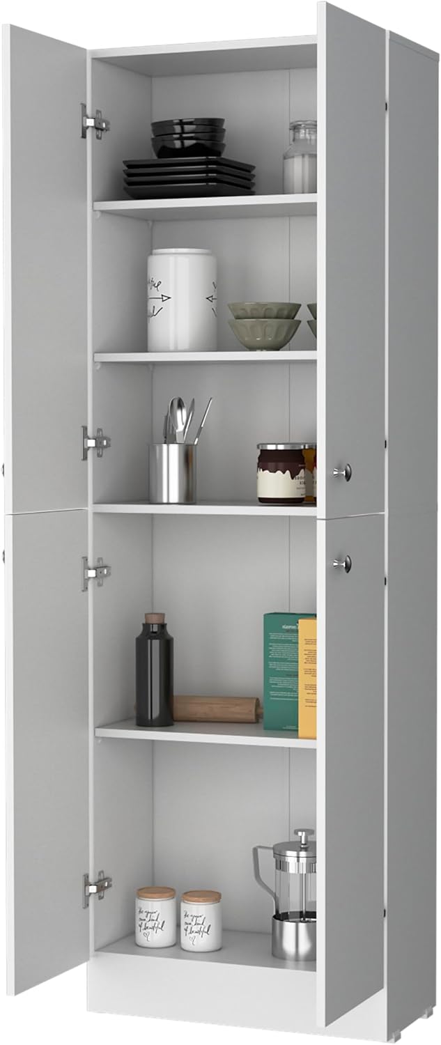 Kitchen Pantry Cabinet with 4 Doors and 5 Hidden Shelves,Sideboard Buffet Cabinet with Storage,for Dining Room,Kitchen