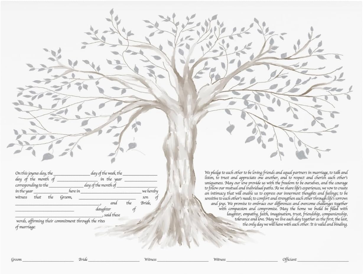 Ketubah - Tree of Life Watercolor Design for your Jewish Wedding (English, 12"x16")