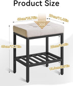 IBUYKE Rectangular Makeup Stool with Adjustable Feet and Storage Space, Footrest Chair, Linen Seat Vanity Stool, Multi-Use as Small Side Table or Ottoman, for Bedroom, Linen WBD017Y