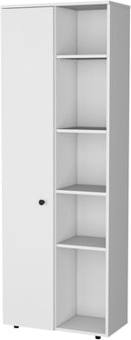 23.6" D*11.8" W*66.9" H Freestanding Kitchen Pantry with 8 Shelves, Double Door, Rectangular Storage Cabinet, Modern Minimalist, for Living Room, Dining Room, White