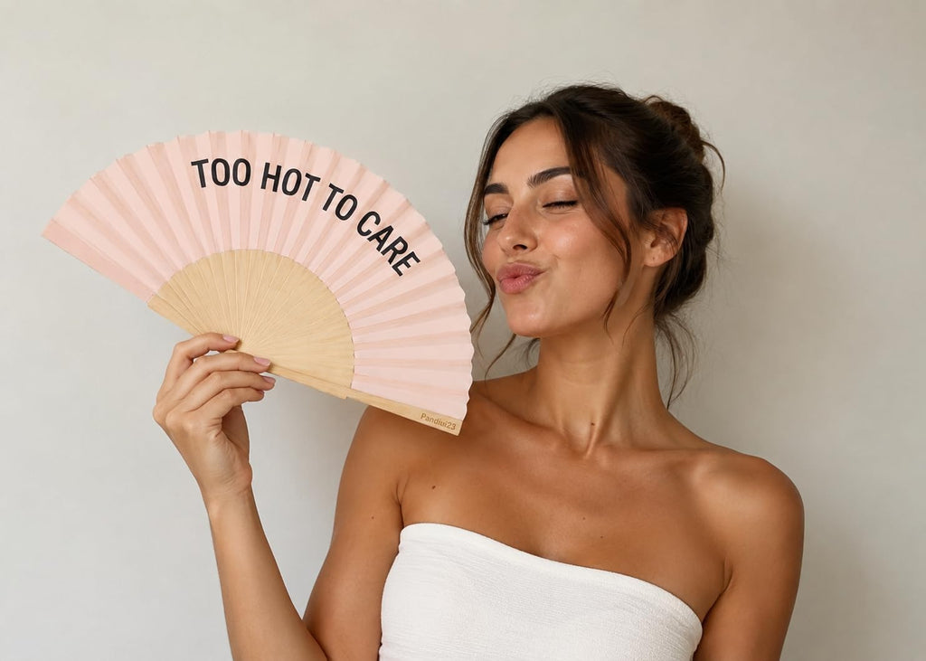 Fan with funny phrases, original wedding fan, modern and colourful hand fan, hook included. 23 x 42 cm