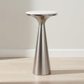 Metal Accent Table with Marble Top - Modern Round Side Table for Living Room and Bedroom - Tapered Base - Indoor Use Only - Marble and Metal Home Decor - Living Room Accent – 22", Silver