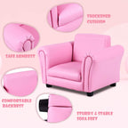 Costzon Kids Couch with Footstool, Children's Sofa with ASTM & CPSIA w/PU Leather Surface, Mini Armrest Chair Lounge, Soft Kids Sofa for Preschool Bedroom Kids Room Toddlers Boys Girls Birthday (Pink)