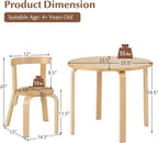Costzon Kids Table and Chair Set, 5-Piece Wooden Activity Desk Set w/Toy Bricks, Classroom Playroom Daycare Furniture for Playing, Drawing, Reading, Bentwood Toddler Table and Chairs (Natural)