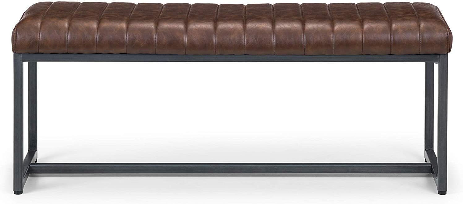 Julian Bowen Brooklyn Upholstered Bench, Brown, Height: 47, Width: 121, Depth: 41cm