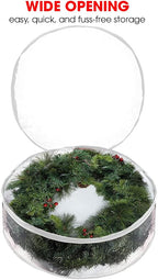 ProPik Christmas Wreath Storage Bag - 4 Pack Clear Christmas Wreaths Storage Container- Garland Holiday Artificial Wreath Storage Holder –Water Proof Transparent PVC (White, 36 Inch)