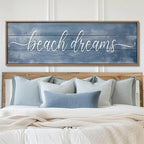 NATVVA Beach Dreams Sign Canvas Art Prints Painting Vintage Housewarming Picture Artwork Home Bedroom Farmhouse Rustic Beach House Decoration No Frame