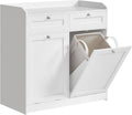 VASAGLE Laundry Cabinet with Tilt-Out Basket, Freestanding Storage Unit with Drawer and Laundry Hamper, for Bathroom, Living Room, 15.8 x 31.1 x 31.5 Inches, Cloud White UBBC751W01