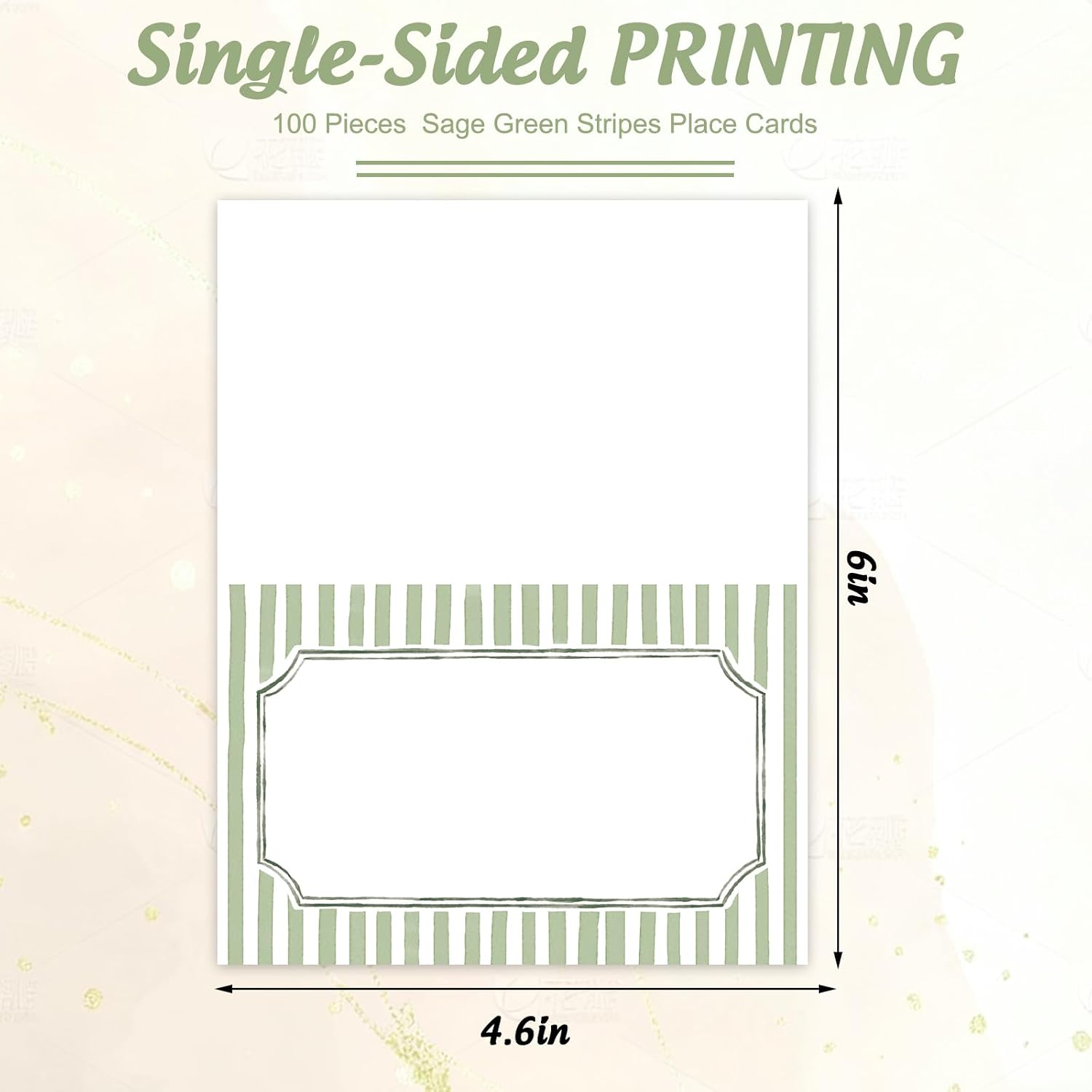Whaline 100 Pcs Sage Green Place Cards Stripes Tented Card Seating Cards for Spring Wedding Birthday Bridal Shower Party Table Setting