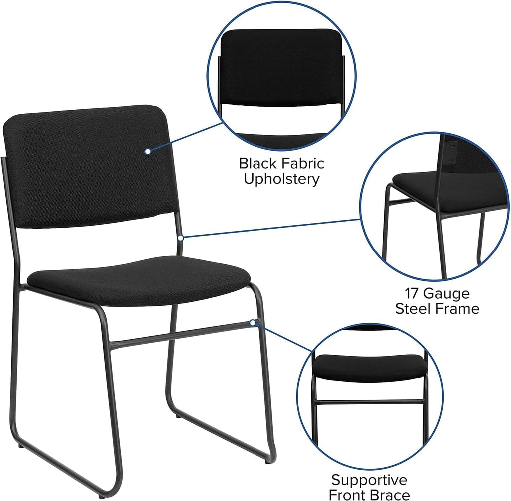 Flash Furniture 5 Pack HERCULES Series 500 lb. Capacity High Density Black Fabric Stacking Chair with Sled Base