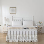 Tufted Dot Bed Skirt Queen Size Ruffled Bed Skirt with Split Corners, 14 Inch Drop Dust Ruffle Bed Skirts with Platform, Ivory