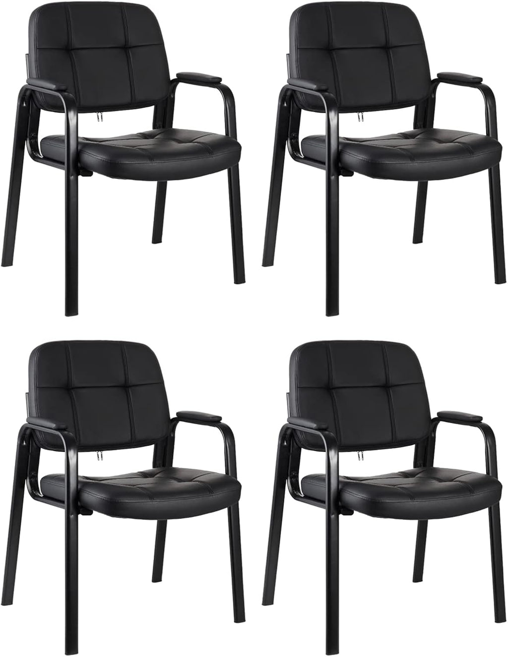 CLATINA Classic Reception Chair with Padded Armrests and Sturdy Steel Frame, Ergonomic Guest Chair for Office Conference Waiting Meeting Room, Black (4 Pack)
