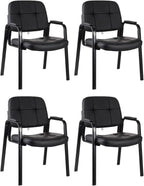 CLATINA Classic Reception Chair with Padded Armrests and Sturdy Steel Frame, Ergonomic Guest Chair for Office Conference Waiting Meeting Room, Black (4 Pack)
