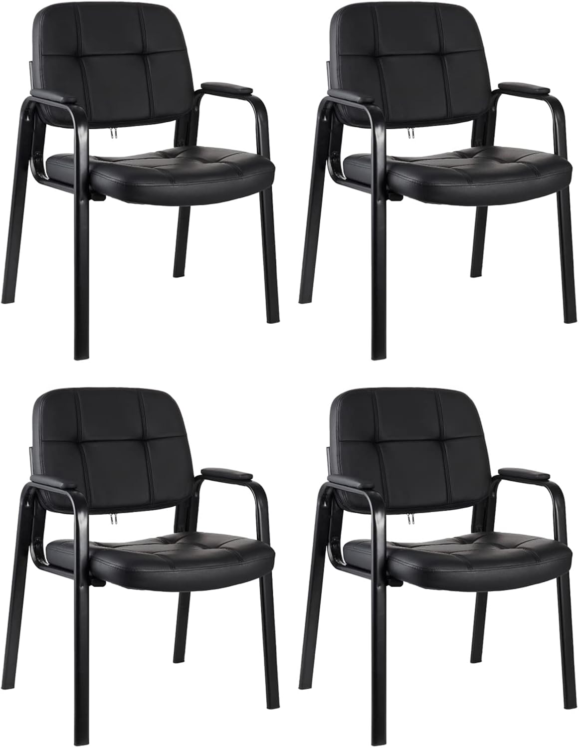 CLATINA Classic Reception Chair with Padded Armrests and Sturdy Steel Frame, Ergonomic Guest Chair for Office Conference Waiting Meeting Room, Black (4 Pack)