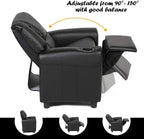 ARLIME Kids Recliner Chair, Toddler Armchair Upholstered Couch with Cup Holder, Backrest, Baby Leather Sofa with Headrest and Footrest, Child Furniture for Ages 2-7 (Black)