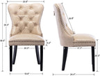EALSON Modern Dining Chairs Set of 8 Mid Century Leather Dining Room Chairs with Wood Legs Tufted Upholstered Kitchen Side Chairs with Nail Head Trim for Dining Room/Living Room, Beige with Ring