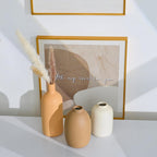 Ceramic Vase Set of 3,Neutral Modern Vases for Bouquet Pampas Grass Dried Fresh Flowers,Rustic Home Decor for Living Room,Bedroom Entryway(Beige)