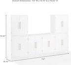 Crosley Furniture Roarke 3-Piece Modern Sideboard Buffet Cabinet and Kitchen Storage Pantry Set, White