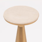 Modern White Marble Top Accent Drink Table with Brushed Gold Nickel Pedestal Base, Boho Circle Table, Decorative End Table, Use as Small Plant Stand for Living Room, Bedroom, or Entryway,Assembled