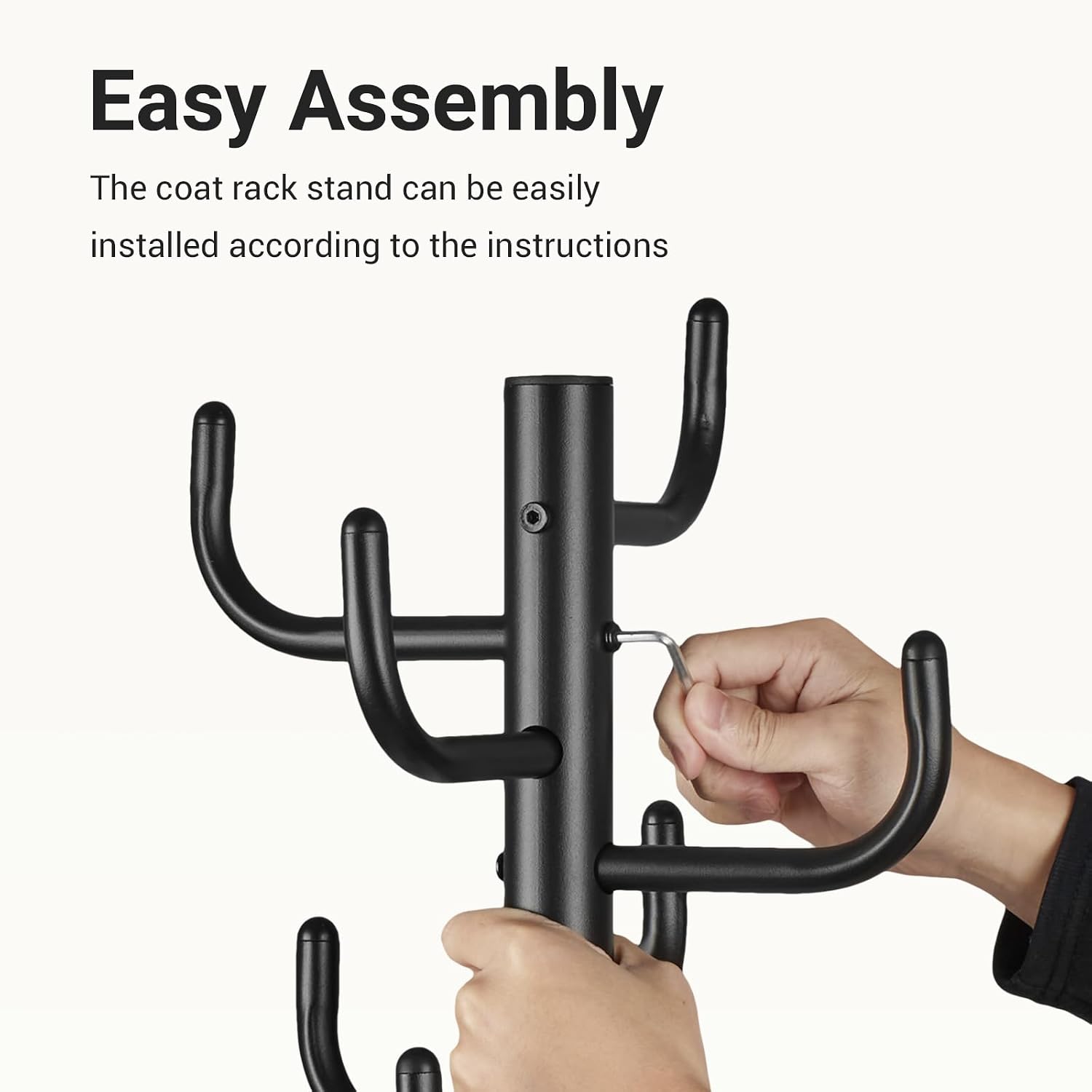Standing Coat Rack, Metal Coat Rack Freestanding with 9 Hooks, Coat Tree, Modern Coat Hanger Stand for Entryway,Bedroom, Hallway, Office, Perfect for Hats, Bags, Clothes, Black