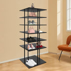 Rotating Shoe Rack, 6-Tier Shoe Storage Organizer with 360° Swivel Shelves, Holds Up to 24 Pairs, Floor Standing Shoe Shelf for Closet, Entryway & Bedroom