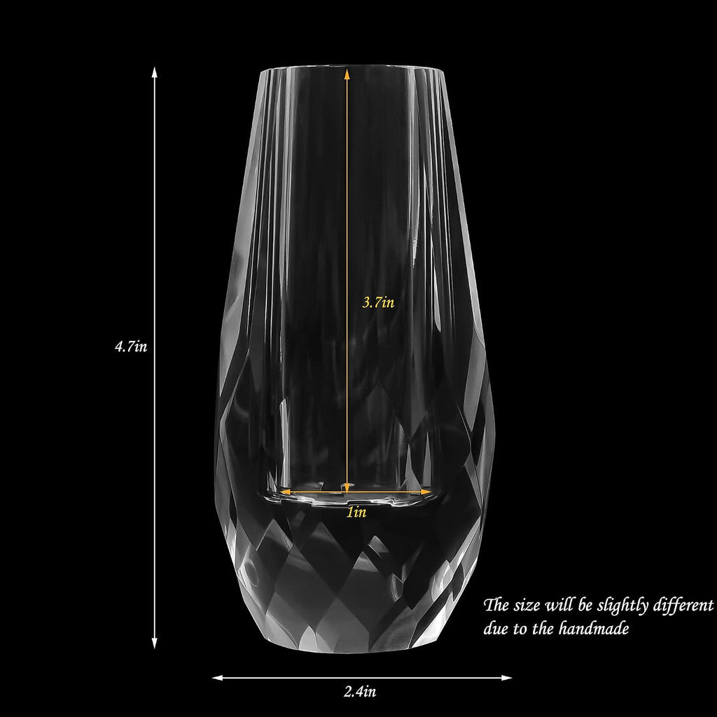 Kitcom Small Flower/Bud Crystal Vase Decorative Vases for Home or Wedding, Outline Dimensions W2.4''xH4.7'', Clear with Gift Box
