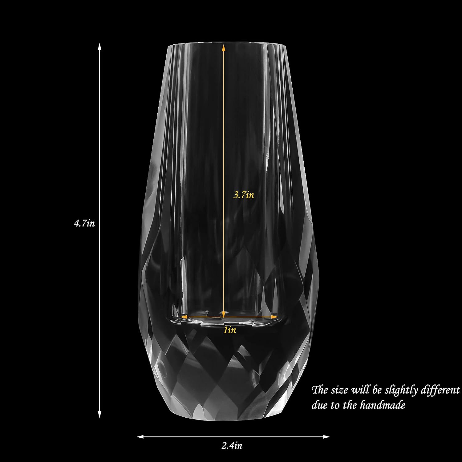 Kitcom Small Flower/Bud Crystal Vase Decorative Vases for Home or Wedding, Outline Dimensions W2.4''xH4.7'', Clear with Gift Box