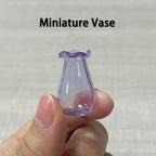 2 PCS Cat Whisker Vase, Miniature Glass Whisker Vase, Mini Vases, Dollhouse Accessories (Pink, Purple)
