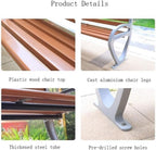 Garden Outdoor Benches, Patio Park Benches with Backrests, Cast Aluminium Benches, Leisure Chairs for Porch Garden Poolside Lawn Seat(Small)