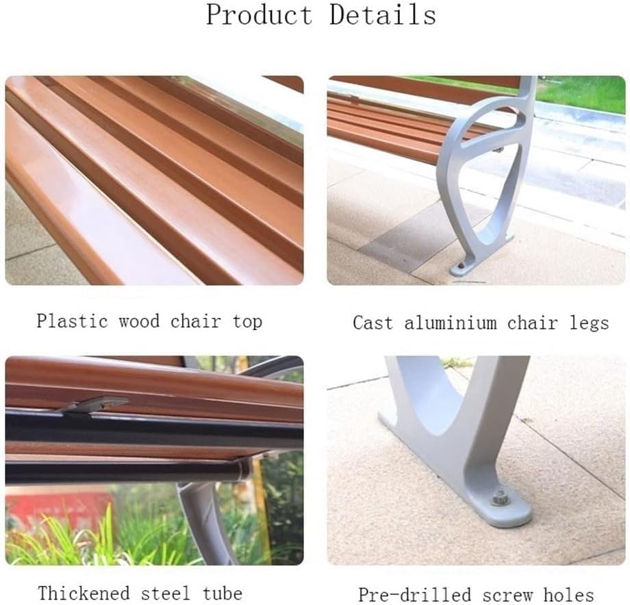 Garden Outdoor Benches, Patio Park Benches with Backrests, Cast Aluminium Benches, Leisure Chairs for Porch Garden Poolside Lawn Seat(Small)