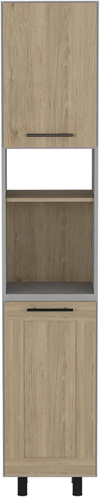 82" Tall Kitchen Pantry, Six Shelves, Double Doors, Light Pine - Home Storage Organizer
