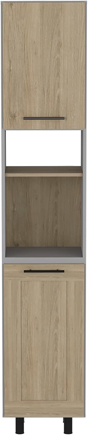82" Tall Kitchen Pantry, Six Shelves, Double Doors, Light Pine - Home Storage Organizer