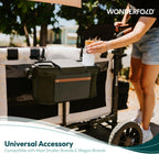 WONDERFOLD Universal Parent Console Stroller Organizer with Insulated Cup Holders, Hook & Loop Closure Handle Attachment, 2 Storage Pockets, Removable Shoulder Strap for Easy Transport