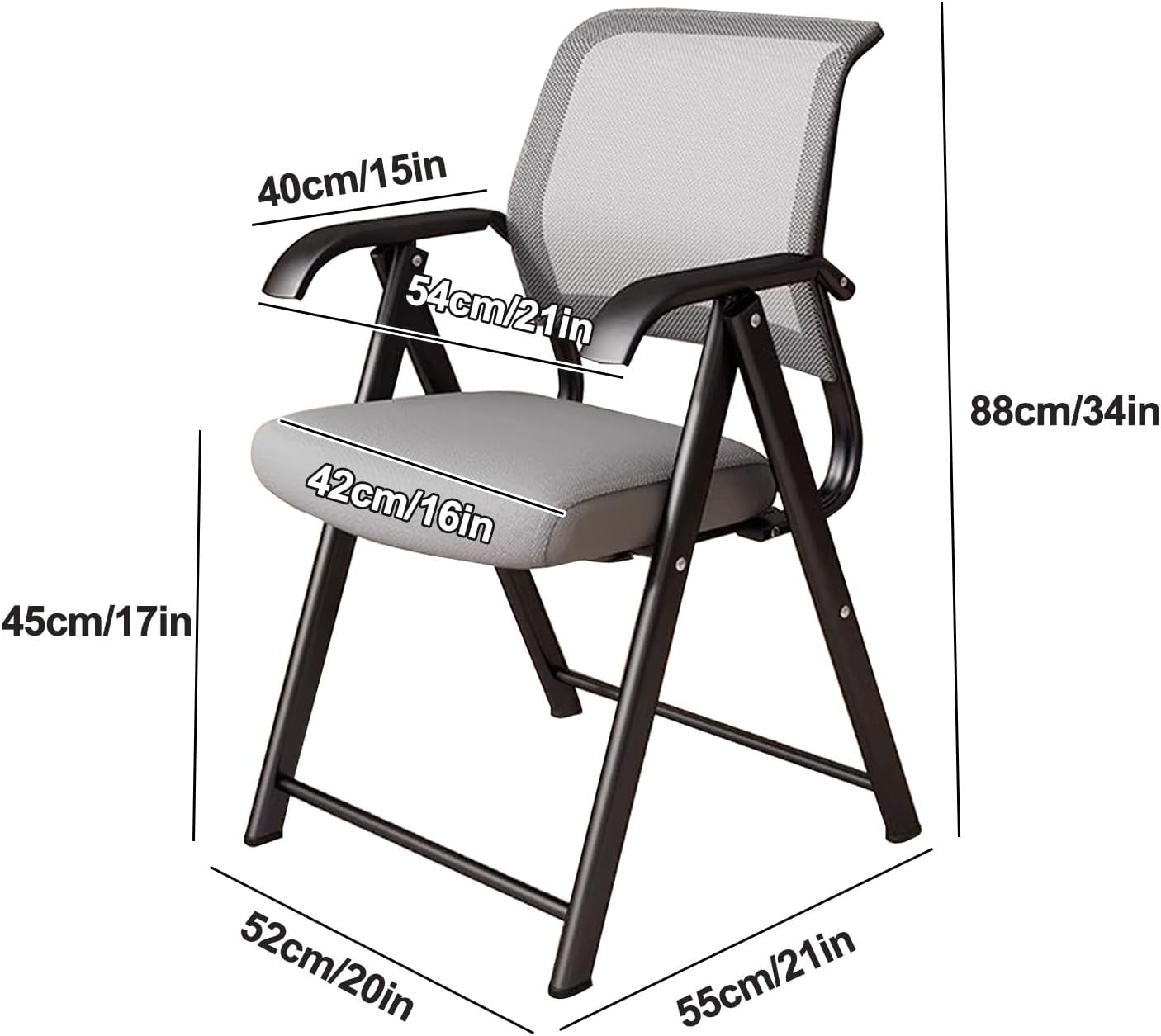 Padded Folding Chair, Folding Chairs with Cushion, Foldable Chairs Indoor for Bedroom Patio Party Event Foldable Dining Chairs(Gray)