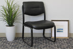 Boss Office Products Leather Sled Base Side Chair with Arms in Black (B9519)