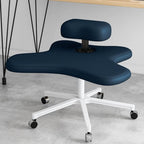 Kneeling Chair with Adjustable Height and Casters for rt in Home Office (Dark Blue)