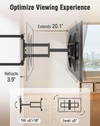 ELIVED Pillar TV Mount for Most 32"-75" TVs, Column TV Mount for Gazebo Patio Pergola, No Drill Full Motion tv Bracket Swivel and Tilt, Fits Multi-Shaped Poles, Max VESA 600x400mm, 88 Lbs.