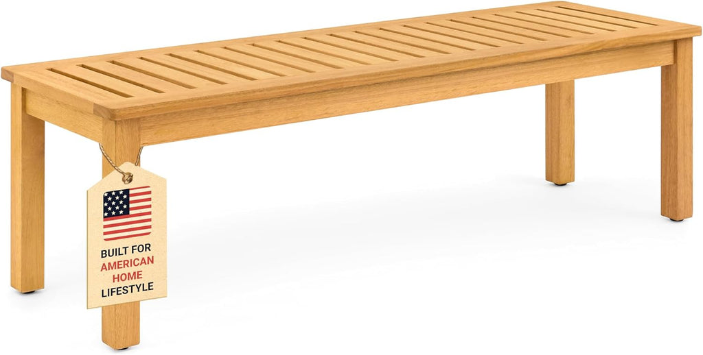 Shower Bench 20 Inch, Golden Teak Eucalyptus Wood Bath Seat – Non-Slip, Water Resistant, Heavy Duty