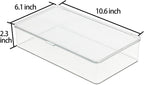 ZEXALOR Clear Plastic Storage Bin with Lid, Organizer for Pantry, Office, Bathroom, Kitchen, Snack, Tea Bag, Coffee Container (Small)