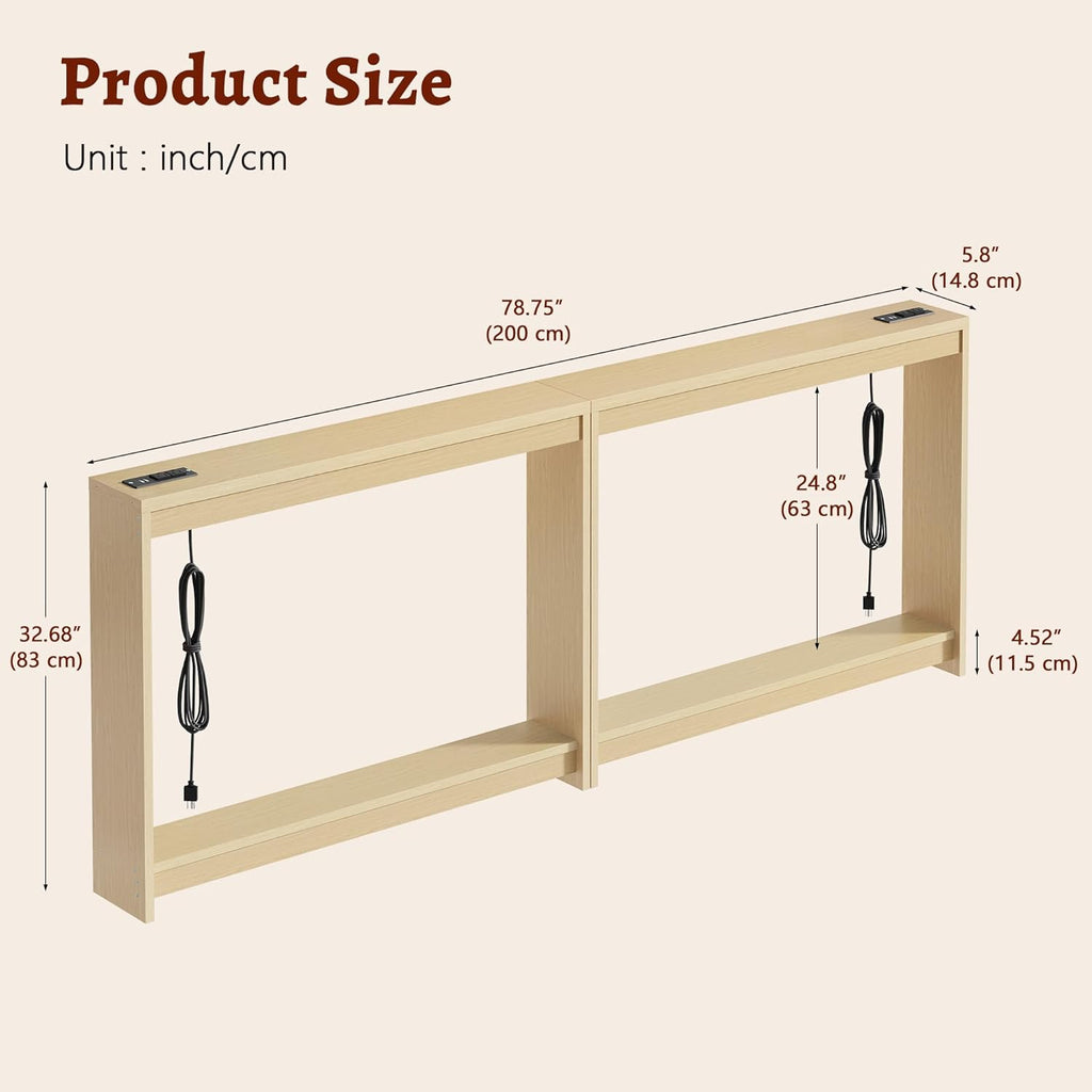 FAVOOSTY 78.8" Sofa Tables Narrow Long Console Table Behind Sofa for Living Room Hallway Entryway Entry Accent Table with Storage for Entrance Small Space, Natural