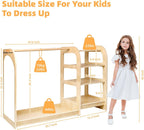 homegroove Kids Dress Up Storage with Mirror, 31.5 Inch Kids Wardrobe Closet with Storage Shelf for Little Girls and Boys, Wooden Costume Organizer for Bedroom Classroom Playroom Furniture