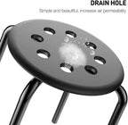 Topeakmart Set of 5 Commercial Plastic Stackable Stools Round Top Backless Stool Metal Leg 17.3in Height Black