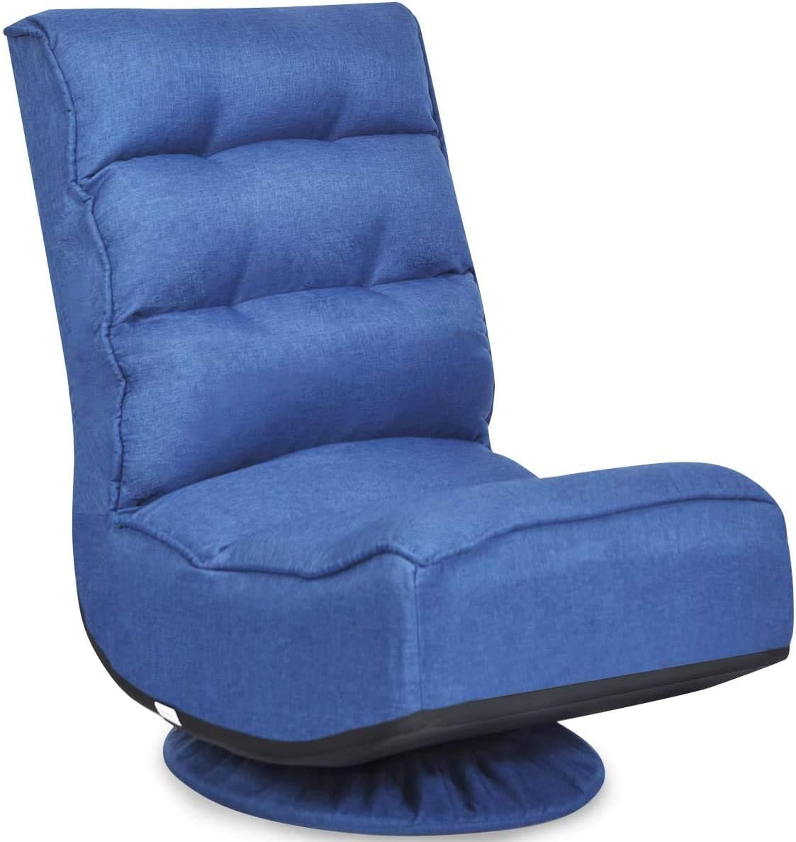 FANTASK 360 Degree Swivel Floor Chair, Folding Floor Sofa w/ 5 Adjustable Positions & Backrest, Lazy Lounge Chair for Relaxing Reading Gaming TV Watching (Navy Blue)
